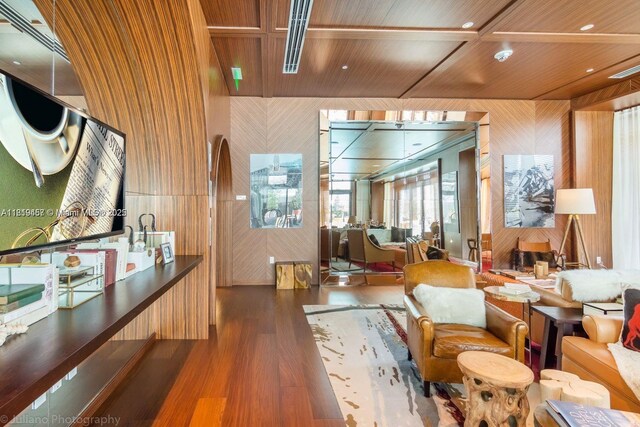 1300 S Miami Ave Unit 2305, Miami, FL 33130 - community lobby featuring wooden walls and wood ceiling