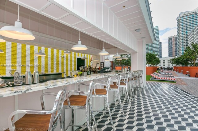1300 S Miami Ave Unit 2305, Miami, FL 33130 - kitchen featuring a view of city and pendant lighting
