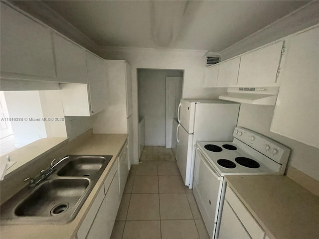 4011 NW 87th Ave Unit 4011, Sunrise, FL 33351 - kitchen featuring white electric range oven, under cabinet range hood, a sink, and white cabinetry
