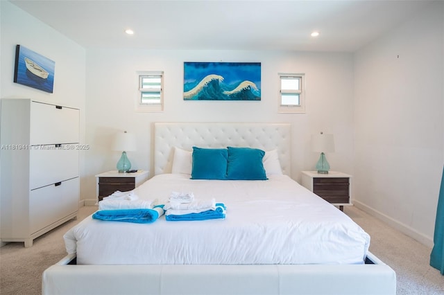 806 Argonaut Is, Dania Beach, FL 33004 - bedroom with light colored carpet, multiple windows, baseboards, and recessed lighting