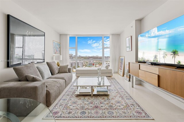 6801 Collins Ave Unit 1401, Door Number Miami Beach, FL 33141 - living room featuring a wall of windows