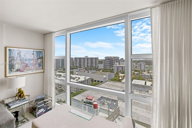 6801 Collins Ave Unit 1401, Door Number Miami Beach, FL 33141 - sunroom / solarium featuring a view of city