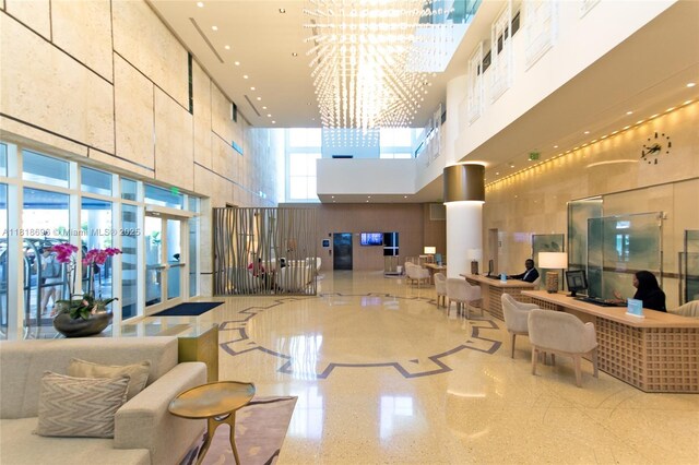 6801 Collins Ave Unit 1401, Door Number Miami Beach, FL 33141 - lobby with a high ceiling