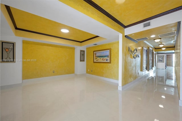 3201 NE 183rd St Unit 1702, Aventura, FL 33160 - empty room featuring ornamental molding, a raised ceiling, baseboards, and recessed lighting