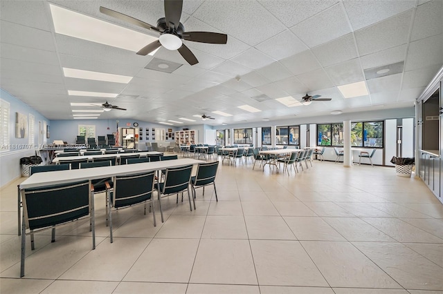 311 Pine Ridge Cir Unit C-2, Green Acres, FL 33463 - misc room featuring a drop ceiling, a ceiling fan, and light tile patterned floors