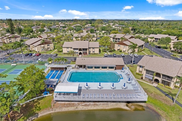 311 Pine Ridge Cir Unit C-2, Green Acres, FL 33463 - aerial perspective of suburban area with a pool area and a large body of water