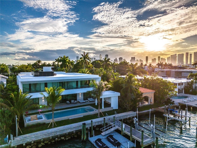 375 N Hibiscus Dr, Miami Beach, FL 33139 - exterior space featuring boat lift and an outdoor pool