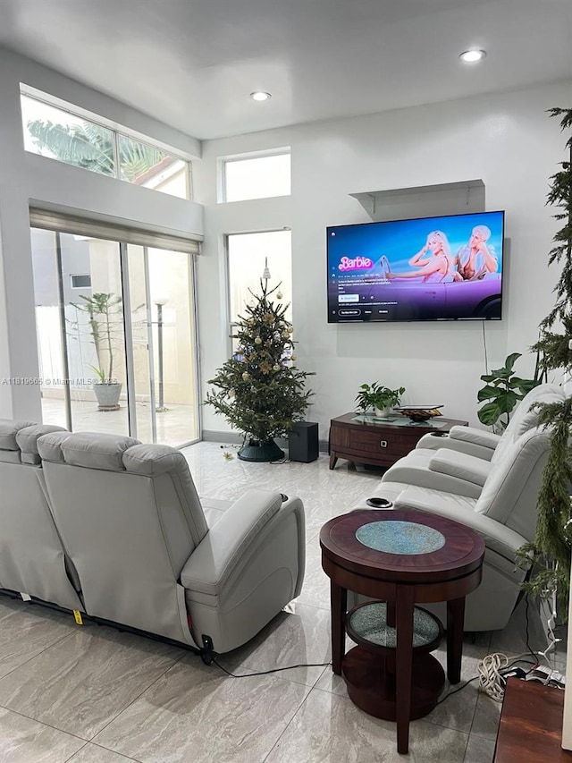1120 Papaya St, Hollywood, FL 33019 - living room with recessed lighting and marble finish flooring