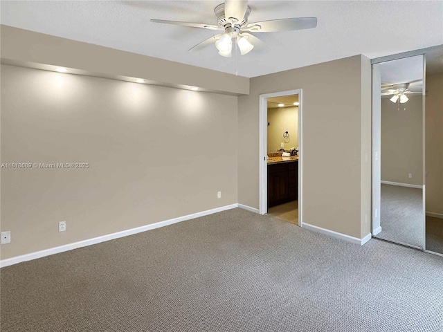 9920 NW 6th Pl Unit 9920, Plantation, FL 33324 - unfurnished bedroom with light colored carpet, ceiling fan, ensuite bathroom, and a closet