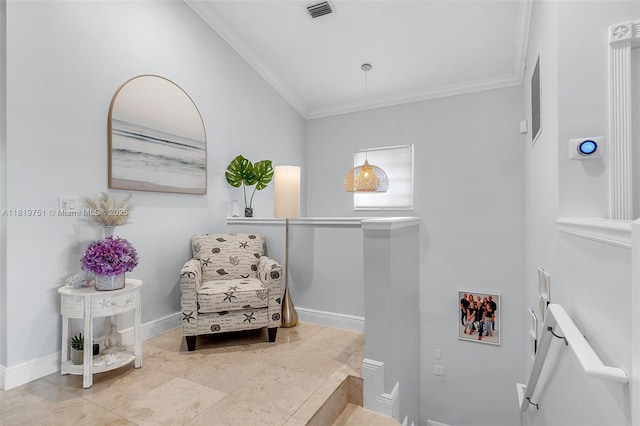 14621 Balgowan Rd Unit 206-3, Miami Lakes, FL 33016 - living area featuring an upstairs landing and ornamental molding