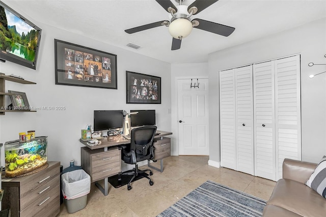 14621 Balgowan Rd Unit 206-3, Miami Lakes, FL 33016 - tiled home office with ceiling fan