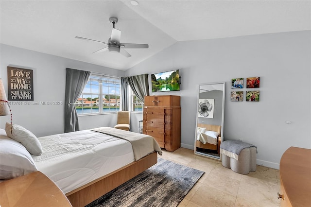 14621 Balgowan Rd Unit 206-3, Miami Lakes, FL 33016 - bedroom with vaulted ceiling and a ceiling fan