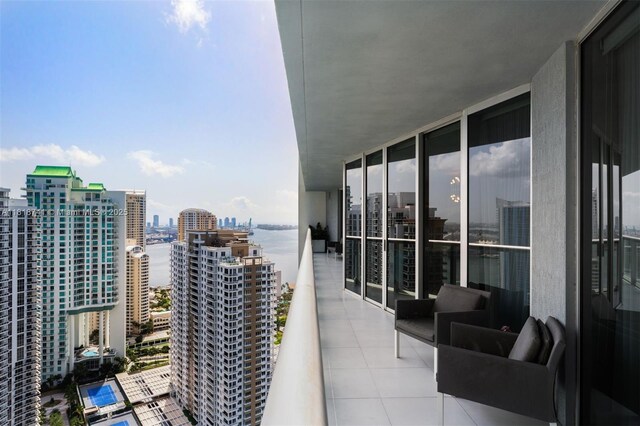 495 Brickell Ave Unit 3604, Miami, FL 33131 - balcony with a water view and a city view