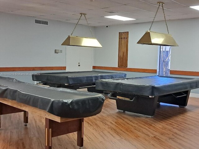 301 Cambridge Rd Unit 302, Hollywood, FL 33024 - rec room featuring wood finished floors, billiards table, and a paneled ceiling
