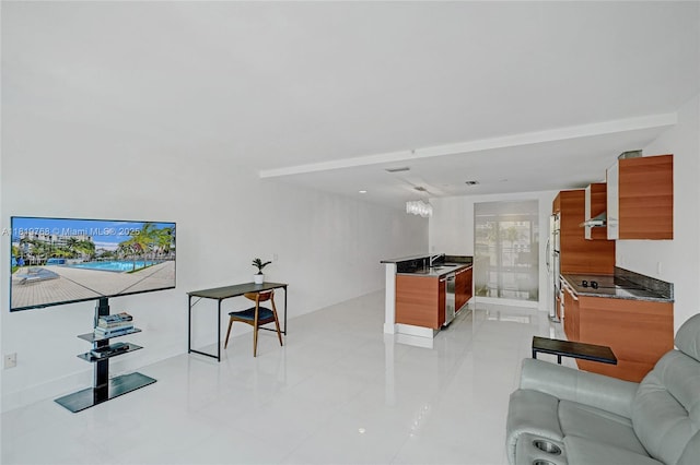 2950 NE 188th St Unit 225, Aventura, FL 33180 - living room featuring light tile patterned floors