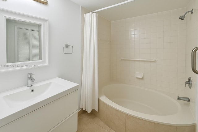 1280 S Alhambra Cir Unit 1308, Coral Gables, FL 33146 - full bath featuring tiled shower / bath combo, vanity, and tile patterned flooring