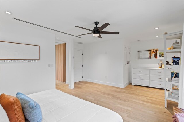 7570 SW 60th St, Miami, FL 33143 - bedroom featuring light wood finished floors, recessed lighting, baseboards, and a ceiling fan