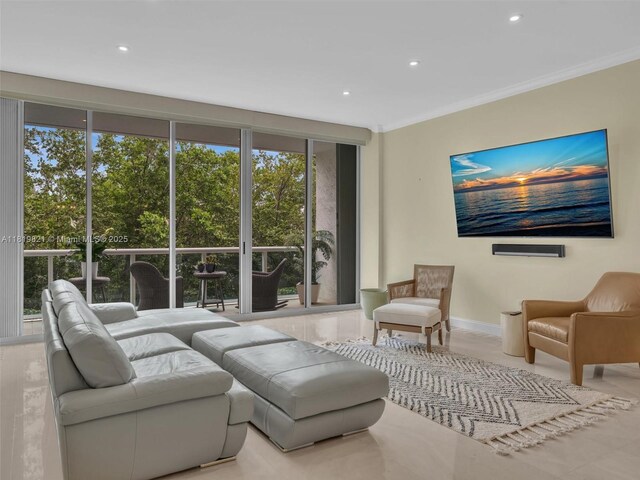 16500 Collins Ave Unit Th-10, Sunny Isles Beach, FL 33160 - living room with recessed lighting, healthy amount of natural light, and crown molding