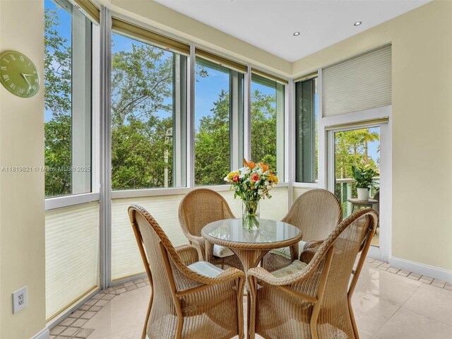16500 Collins Ave Unit Th-10, Sunny Isles Beach, FL 33160 - sunroom / solarium with baseboards, tile patterned flooring, and recessed lighting