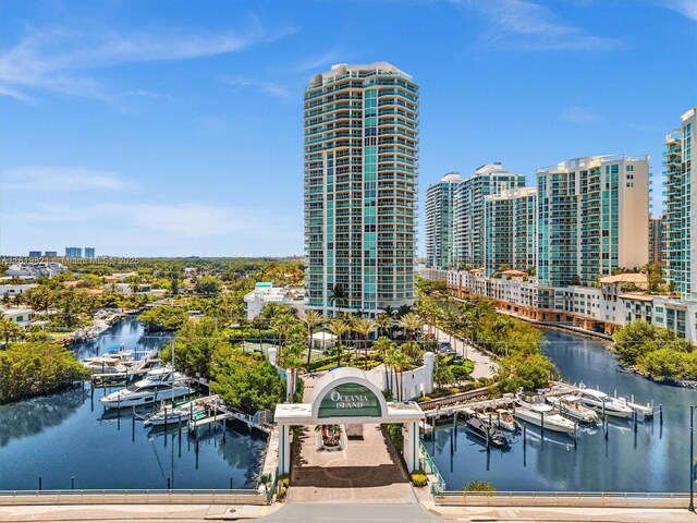 16500 Collins Ave Unit Th-10, Sunny Isles Beach, FL 33160 - view of property featuring view of marina, a view of city, and a water view