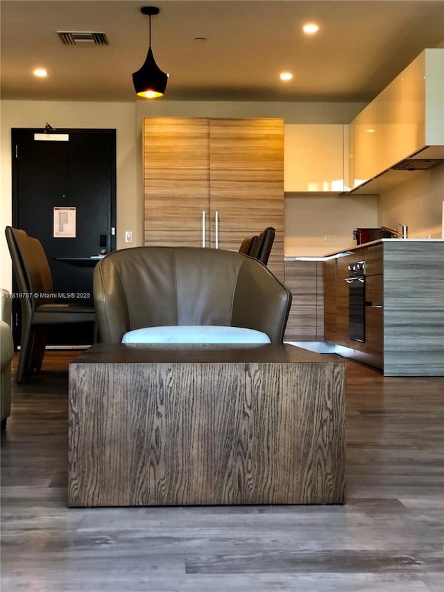 777 N Ocean Dr Unit N207, Hollywood, FL 33019 - living room with dark wood-style flooring and recessed lighting