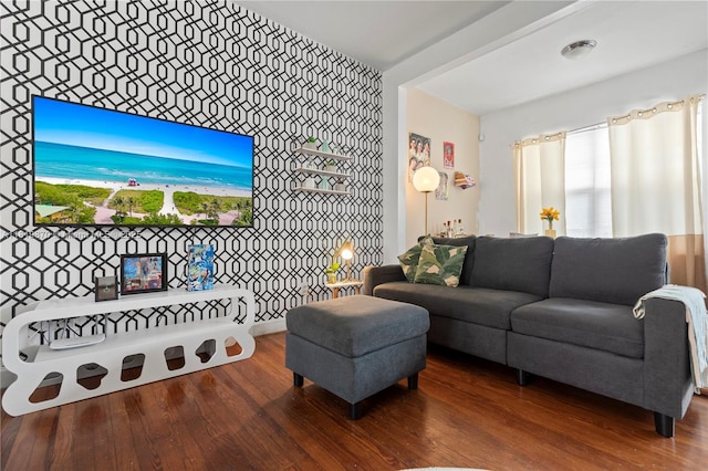 760 Meridian Ave Unit 3, Miami Beach, FL 33139 - living room with an accent wall and wood finished floors