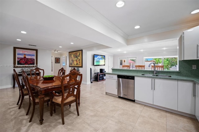 6231 SW 27th St, Miami, FL 33155 - dining room with recessed lighting, ornamental molding, and light tile patterned floors