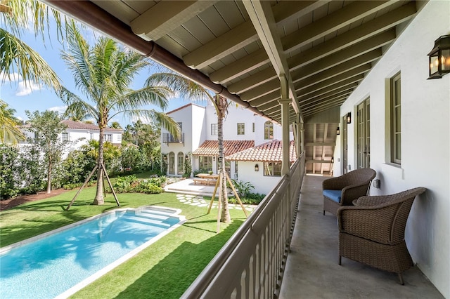 balcony with view of pool