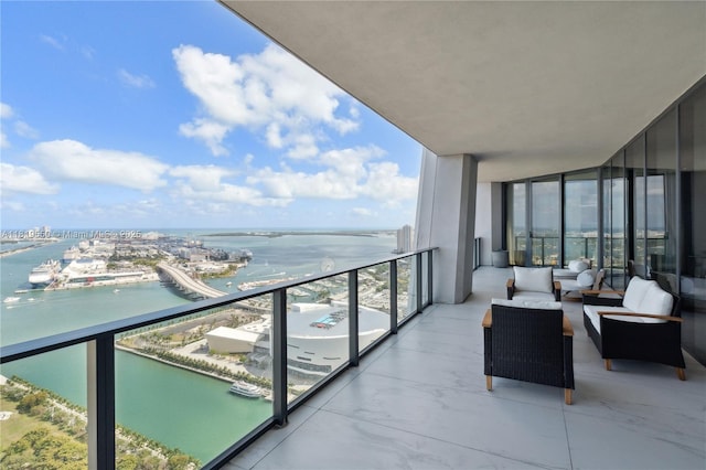 1000 Biscayne Blvd Unit 4401, Miami, FL 33132 - balcony with a water view, an outdoor living space, and view of marina