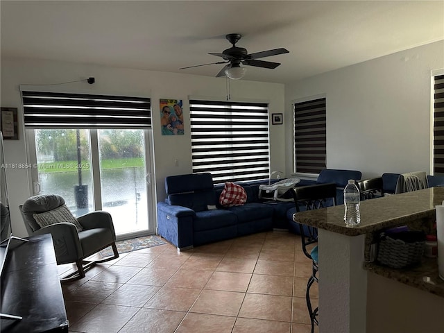 16419 SW 84th St, Miami, FL 33193 - living room with ceiling fan and light tile patterned flooring