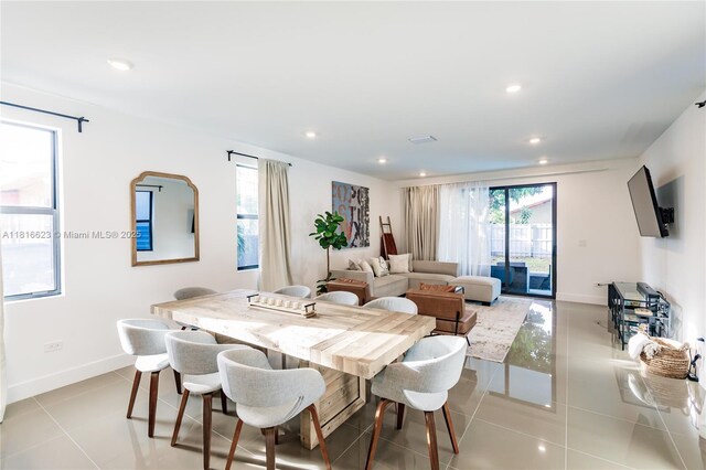 3645 SW 3rd St, Miami, FL 33135 - dining space with light tile patterned flooring, recessed lighting, and baseboards