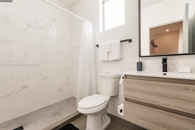 3645 SW 3rd St, Miami, FL 33135 - full bath featuring toilet, vanity, tile walls, and a tile shower