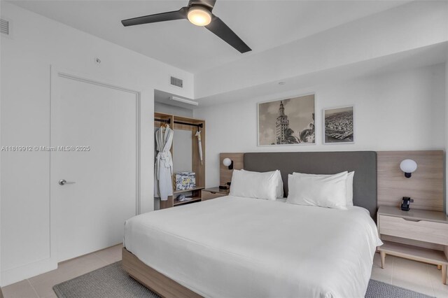 601 NE 6th St Unit 3709, Miami, FL 33132 - bedroom featuring tile patterned flooring and a ceiling fan