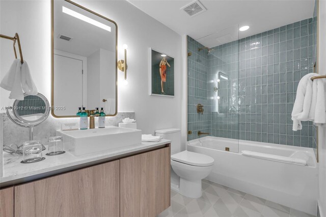 601 NE 6th St Unit 3709, Miami, FL 33132 - bathroom featuring vanity, toilet, and shower / tub combination