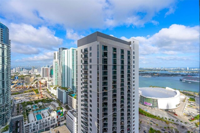 601 NE 6th St Unit 3709, Miami, FL 33132 - view of building exterior with a city view and a water view