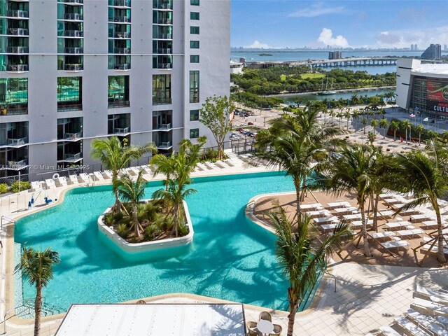 601 NE 6th St Unit 3709, Miami, FL 33132 - view of pool featuring a water view