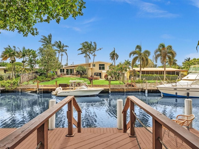 2454 W Nassau Ln, Fort Lauderdale, FL 33312 - dock featuring a water view and a lawn