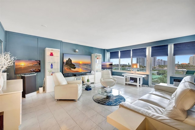 3233 NE 34th St Unit 611, Fort Lauderdale, FL 33308 - living room featuring light tile patterned floors