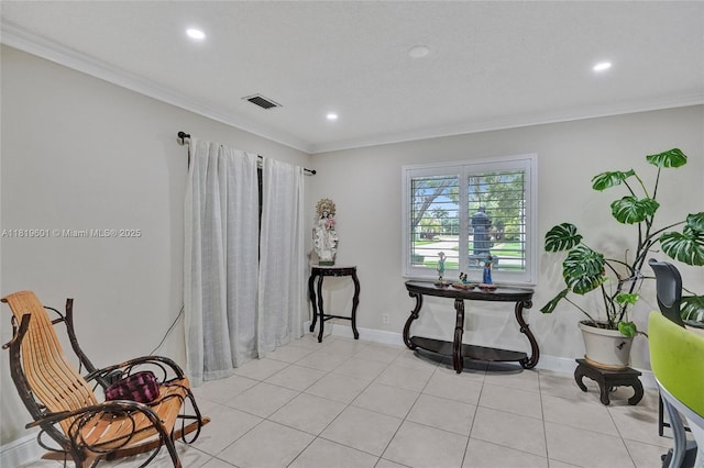 411 NW 201st Ave, Pembroke Pines, FL 33029 - living area with recessed lighting, ornamental molding, and light tile patterned floors