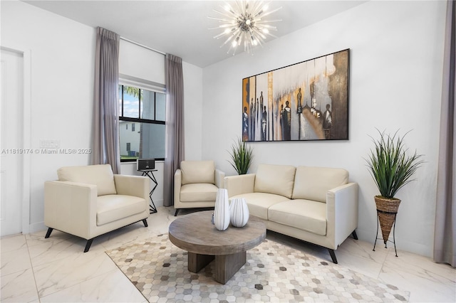 17540 SW 46th St, Miramar, FL 33029 - living room featuring marble finish flooring and a chandelier
