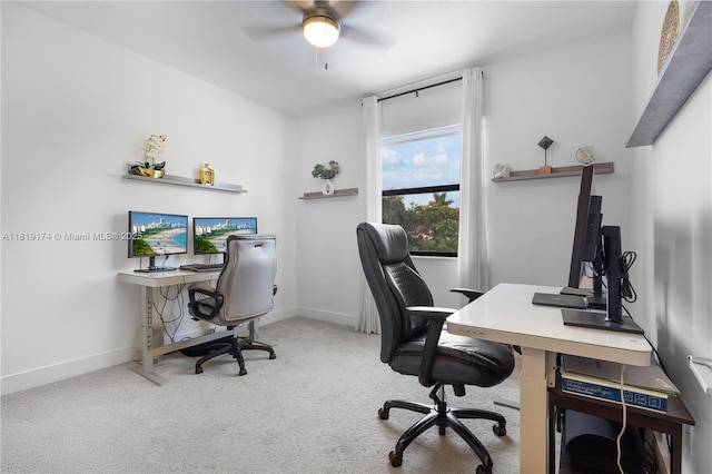 17540 SW 46th St, Miramar, FL 33029 - carpeted office space featuring a ceiling fan and baseboards