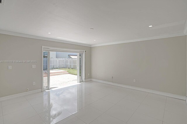 164 Granada Ave, Weston, FL 33326 - empty room with crown molding, recessed lighting, and light tile patterned floors