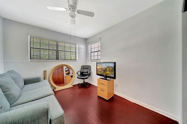 14925 NE 7th Ave, Miami, FL 33161 - office with baseboards, wood finished floors, and ceiling fan
