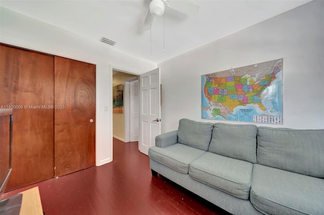 14925 NE 7th Ave, Miami, FL 33161 - living area with ceiling fan, wood finished floors, and baseboards