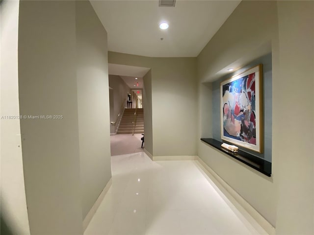 610 Clematis St Unit 721, West Palm Beach, FL 33401 - corridor featuring tile patterned flooring, recessed lighting, and stairs