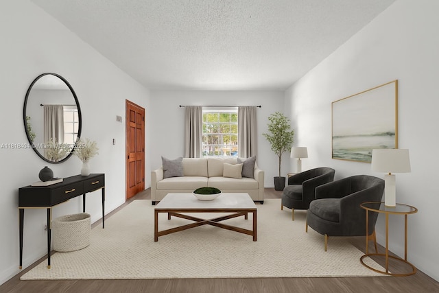 6561 SW 18th St, West Miami, FL 33155 - living room featuring wood finished floors and a textured ceiling