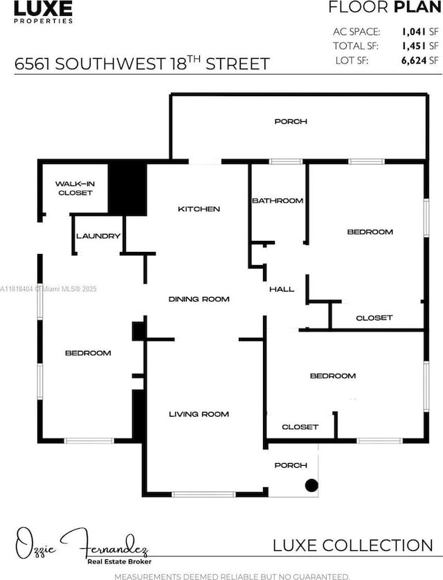 6561 SW 18th St, West Miami, FL 33155 - view of floor plan / room layout