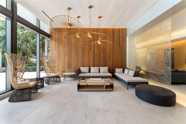 88 SW 7th St Unit 712, Miami, FL 33130 - lobby featuring wood walls and wood ceiling
