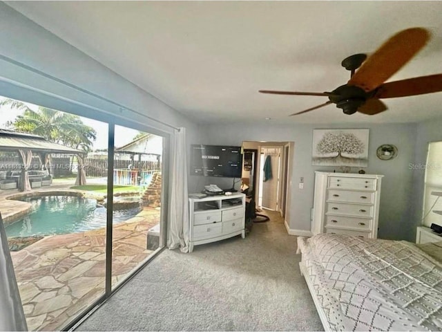 680 NW 111th Way, Coral Springs, FL 33071 - carpeted bedroom with access to exterior and ceiling fan
