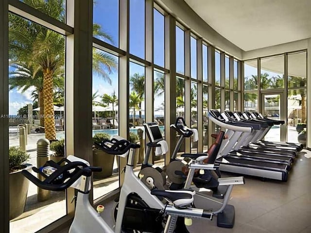 9705 Collins Ave Unit 1804N, Bal Harbour, FL 33154 - exercise room featuring plenty of natural light and floor to ceiling windows